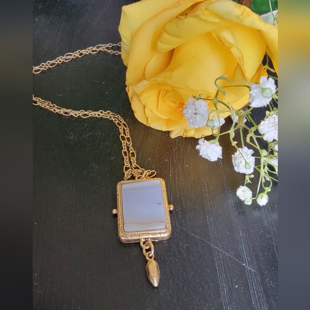 CABIi Agate Diary book Adjustable Necklace. Vintage